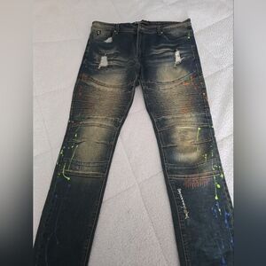Stylish Distressed Men's Jeans - Multicolor Accents By SWITCH REMARKABLE